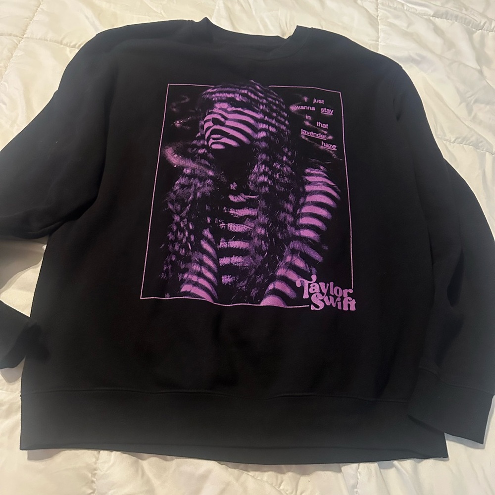 Taylor Swift the Eras tour Black and Purple Crewneck Sweater